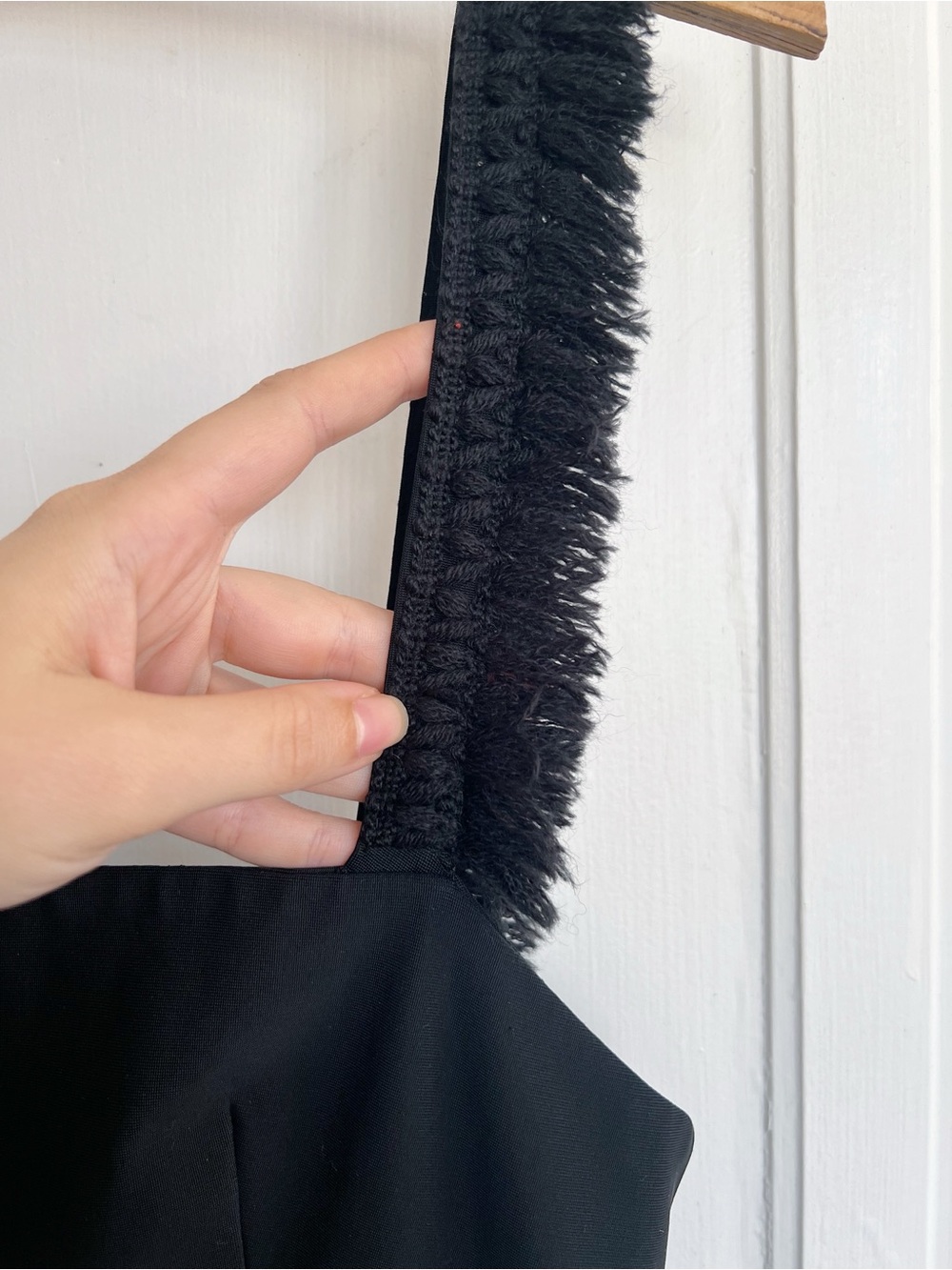La Ligne • La Frange Dress black midi fringe strap cut out back minimalist - Picture 7 of 15